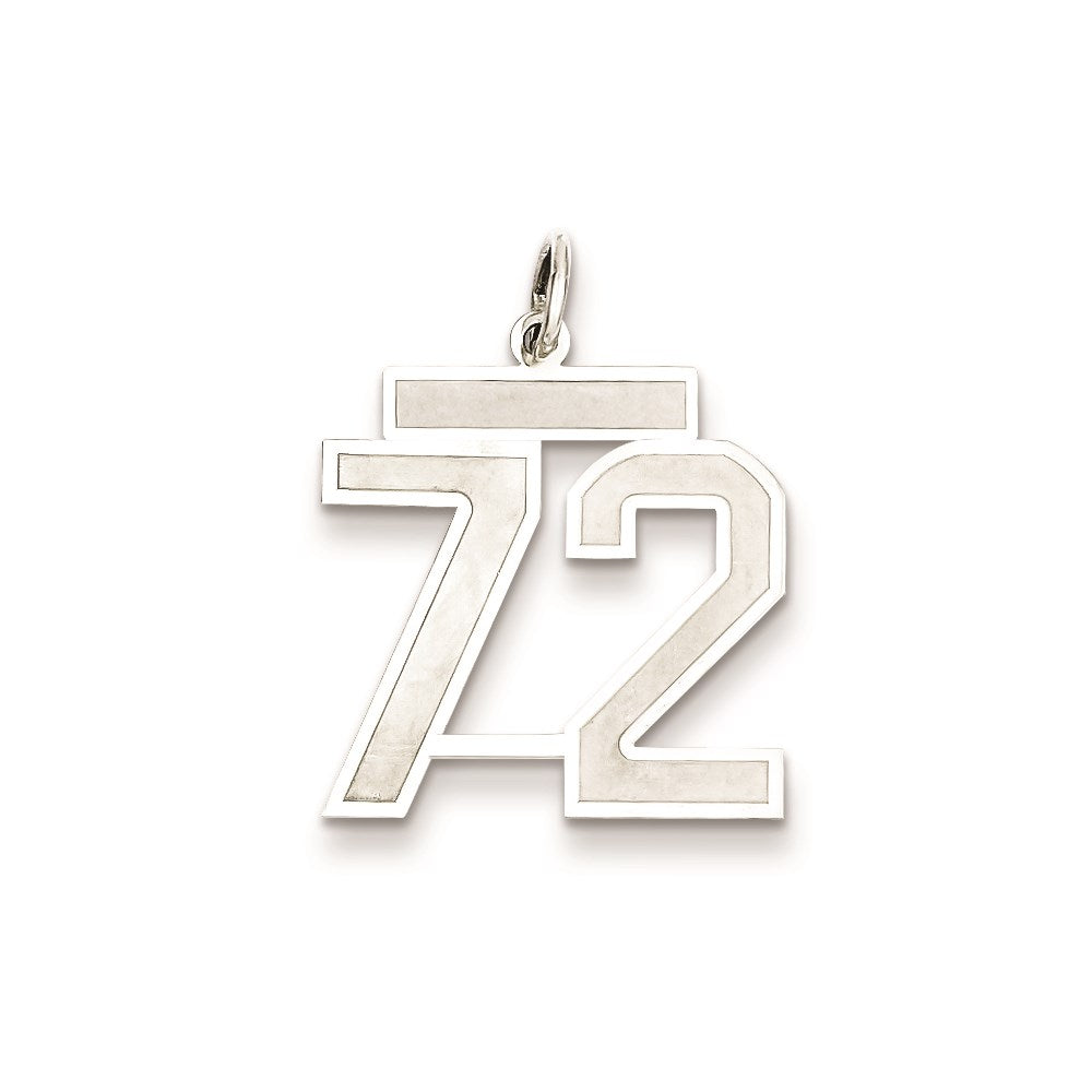 Sterling Silver/Rhodium-plated Satin Number 72 Charm