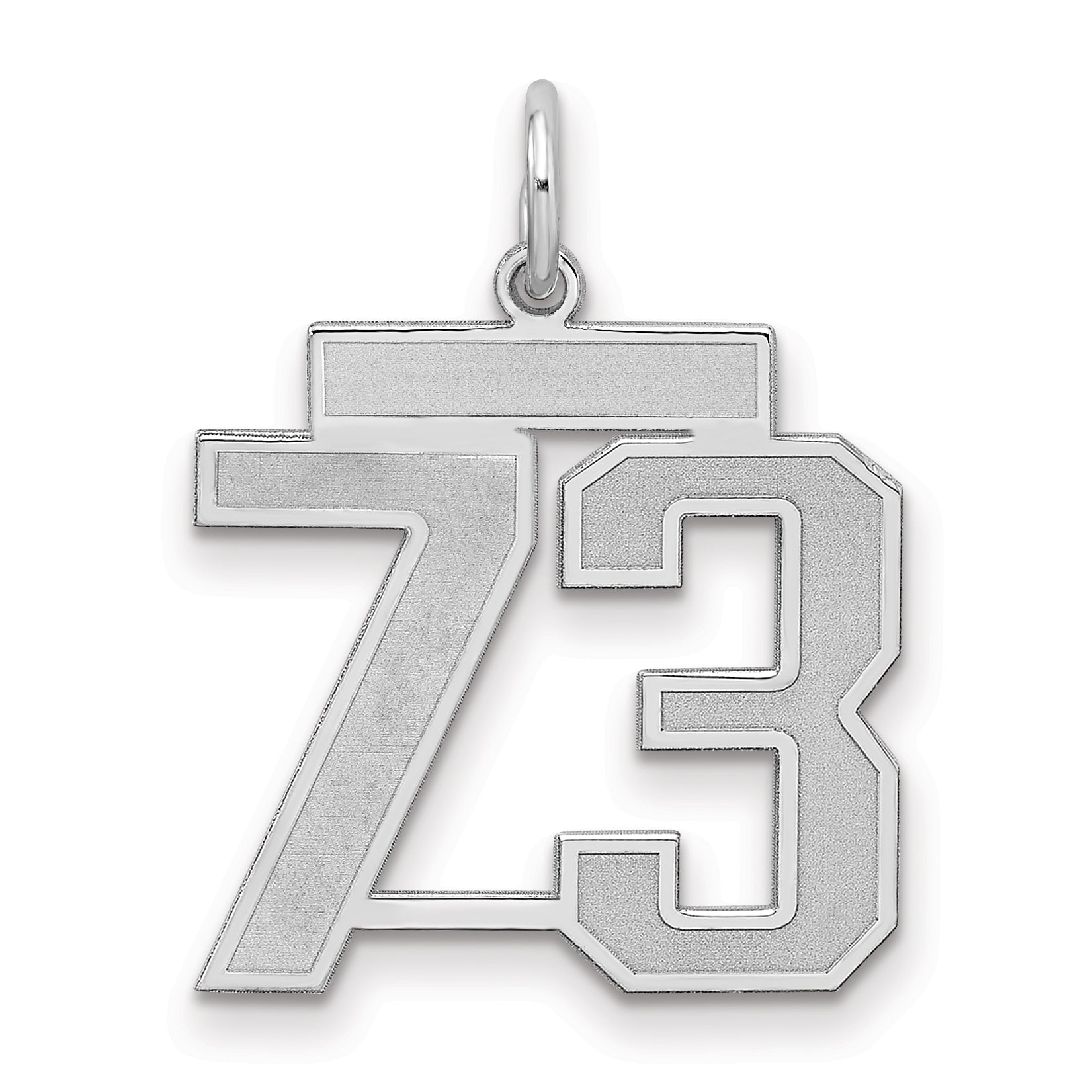 Sterling Silver/Rhodium-plated Satin Number 73 Charm