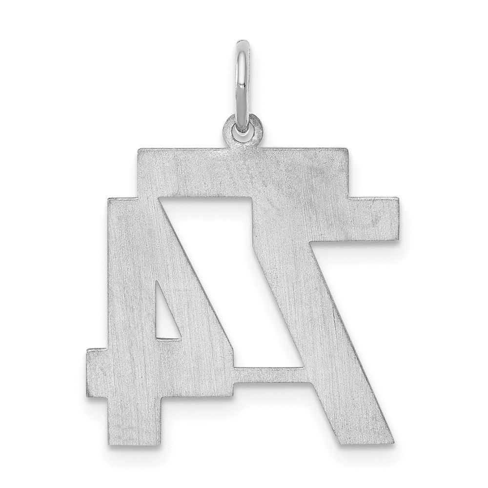 Sterling Silver/Rhodium-plated Satin Number 74 Charm