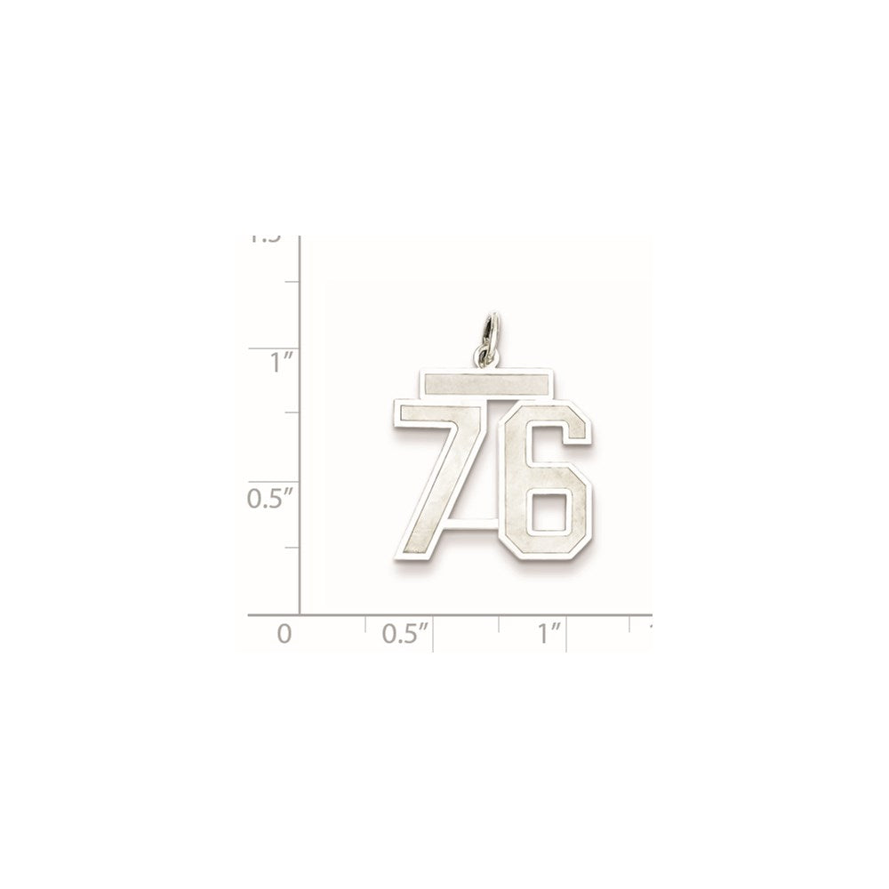 Sterling Silver/Rhodium-plated Satin Number 76 Charm