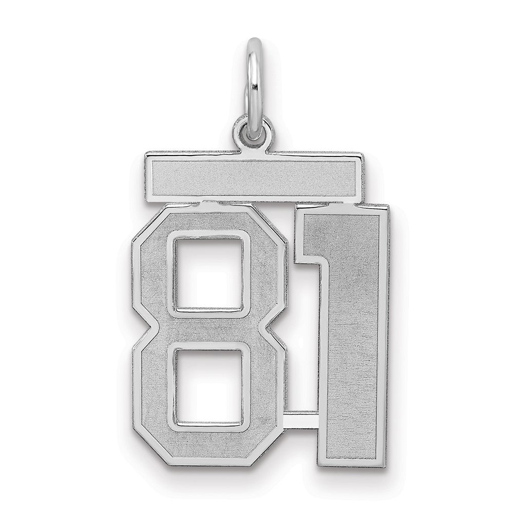 Sterling Silver/Rhodium-plated Satin Number 81 Charm