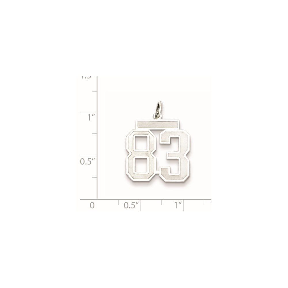 Sterling Silver/Rhodium-plated Satin Number 83 Charm