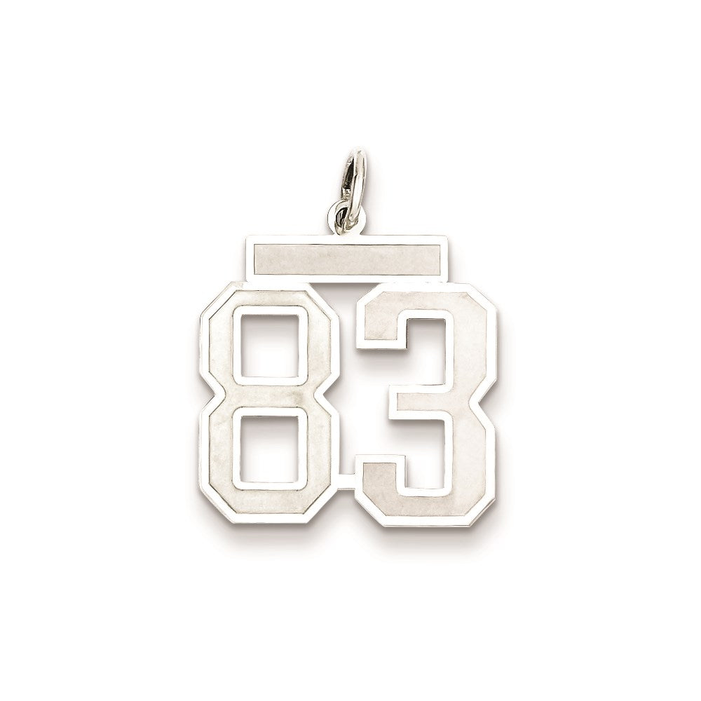 Sterling Silver/Rhodium-plated Satin Number 83 Charm