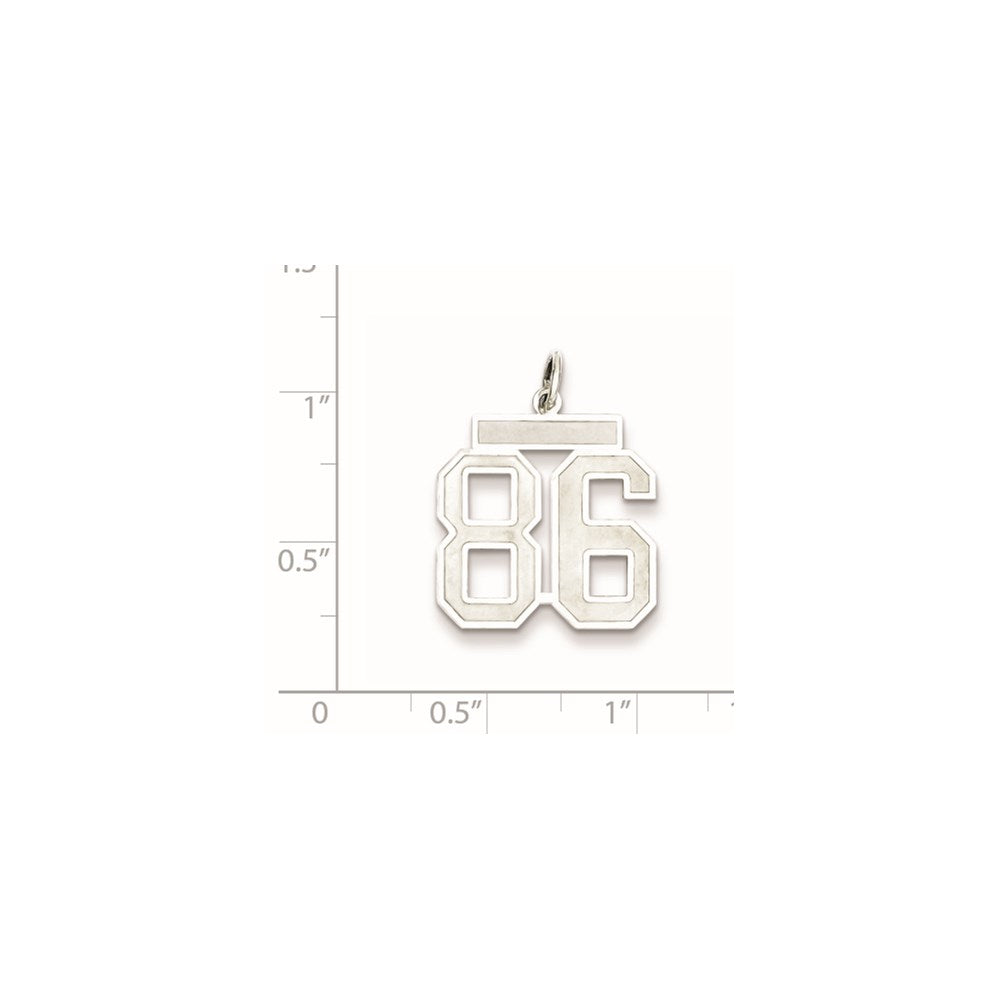 Sterling Silver/Rhodium-plated Satin Number 86 Charm