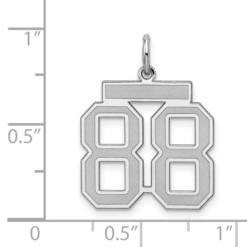 Sterling Silver/Rhodium-plated Satin Number 88 Charm