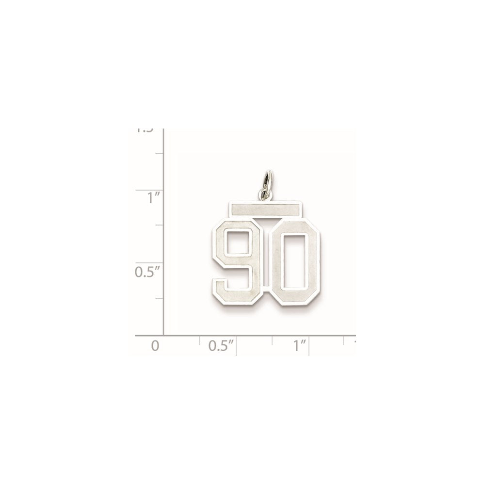 Sterling Silver/Rhodium-plated Satin Number 90 Charm