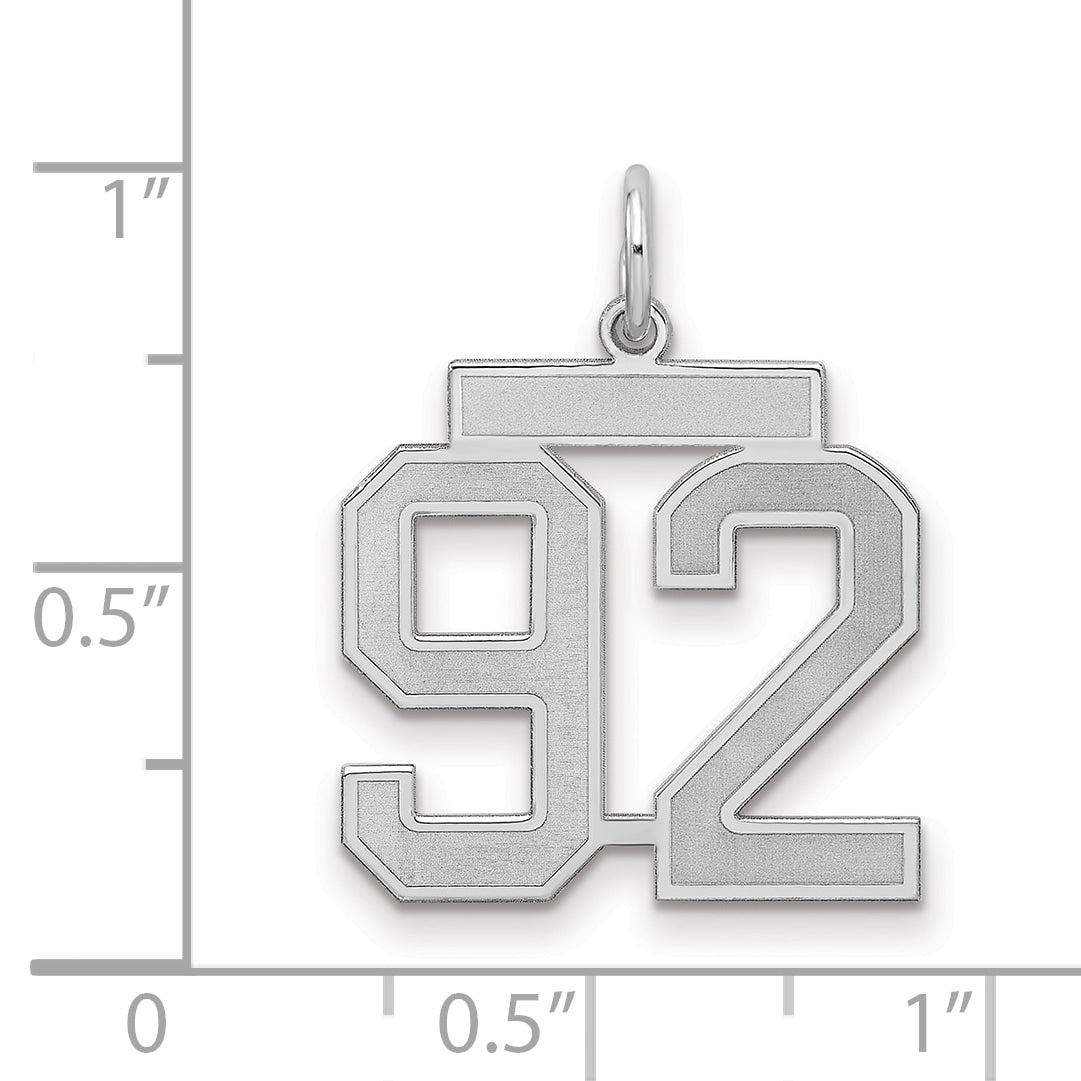 Sterling Silver/Rhodium-plated Satin Number 92 Charm