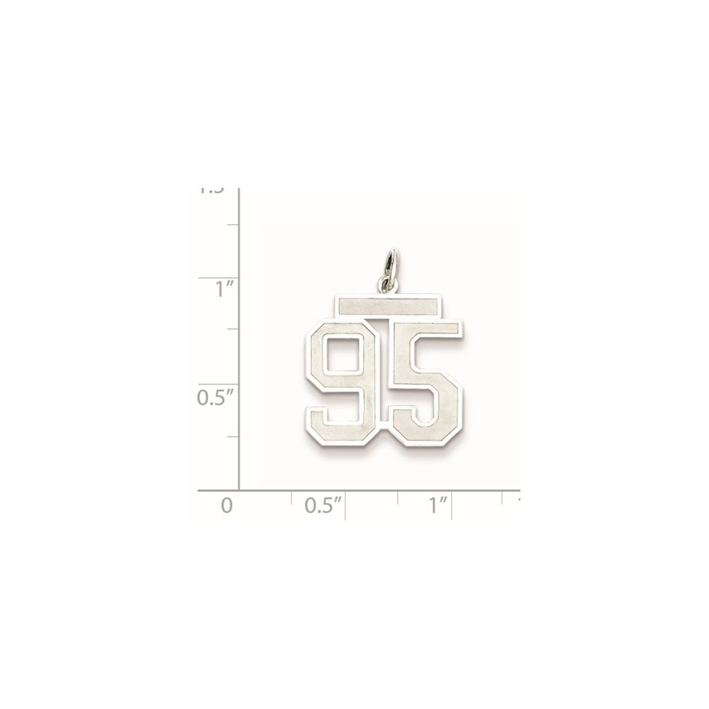 Sterling Silver/Rhodium-plated Satin Number 95 Charm