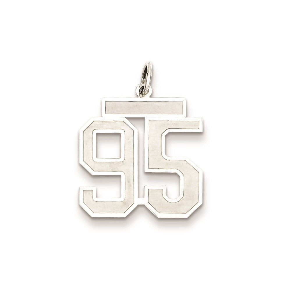 Sterling Silver/Rhodium-plated Satin Number 95 Charm
