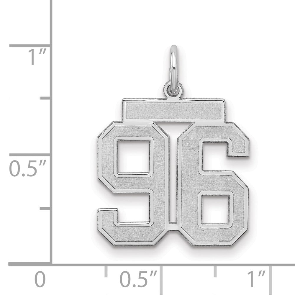 Sterling Silver/Rhodium-plated Satin Number 96 Charm