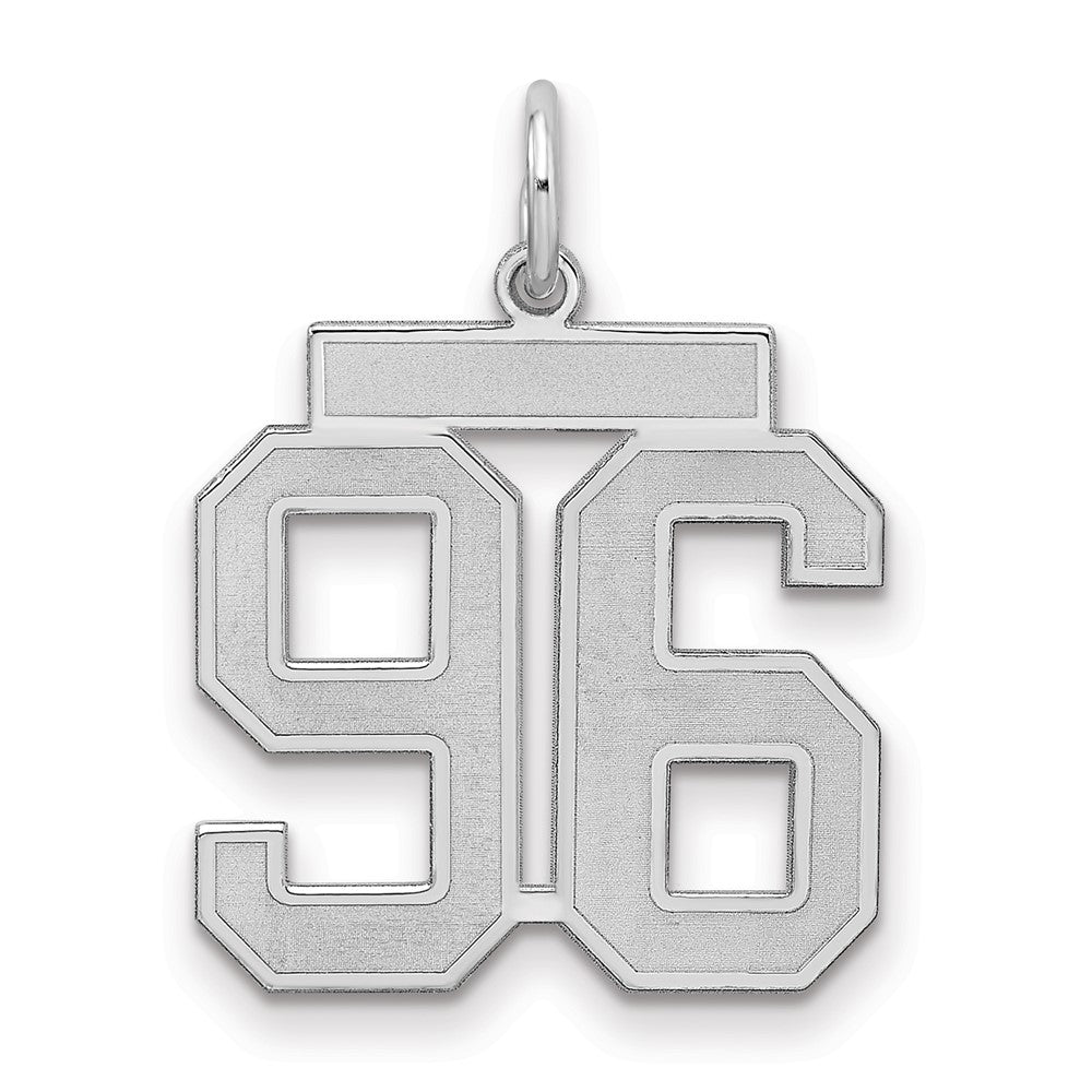 Sterling Silver/Rhodium-plated Satin Number 96 Charm