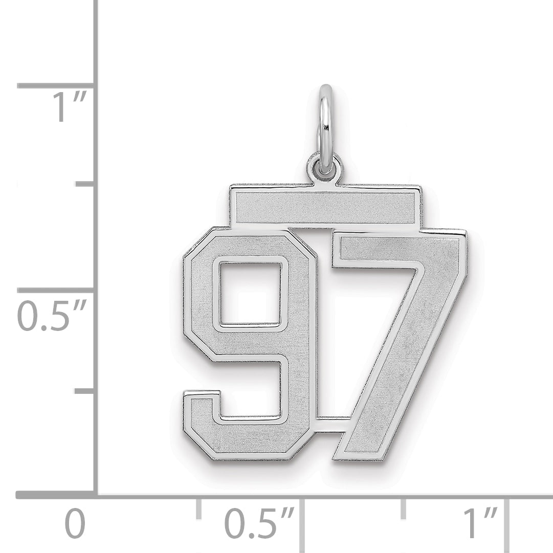 Sterling Silver/Rhodium-plated Satin Number 97 Charm