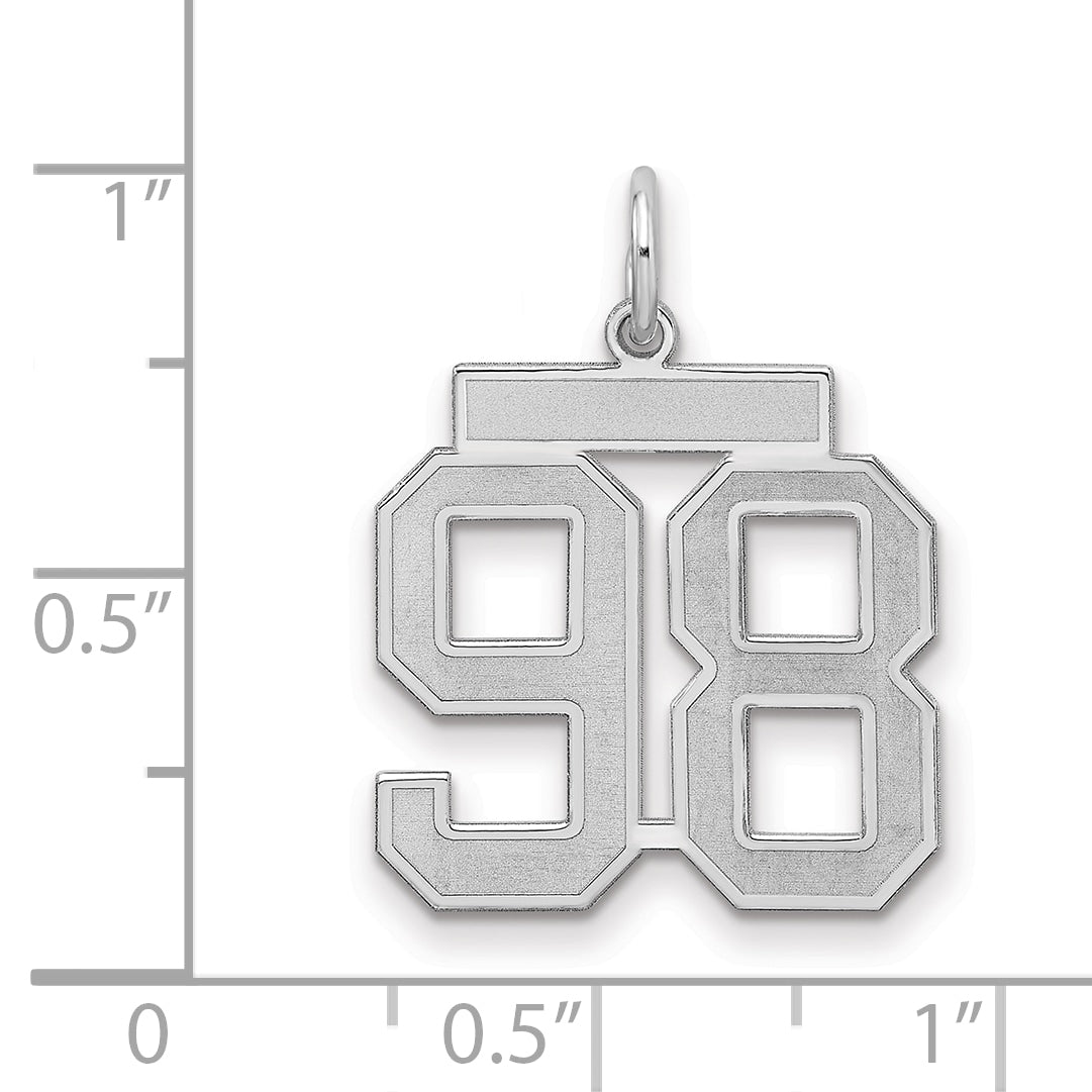 Sterling Silver/Rhodium-plated Satin Number 98 Charm