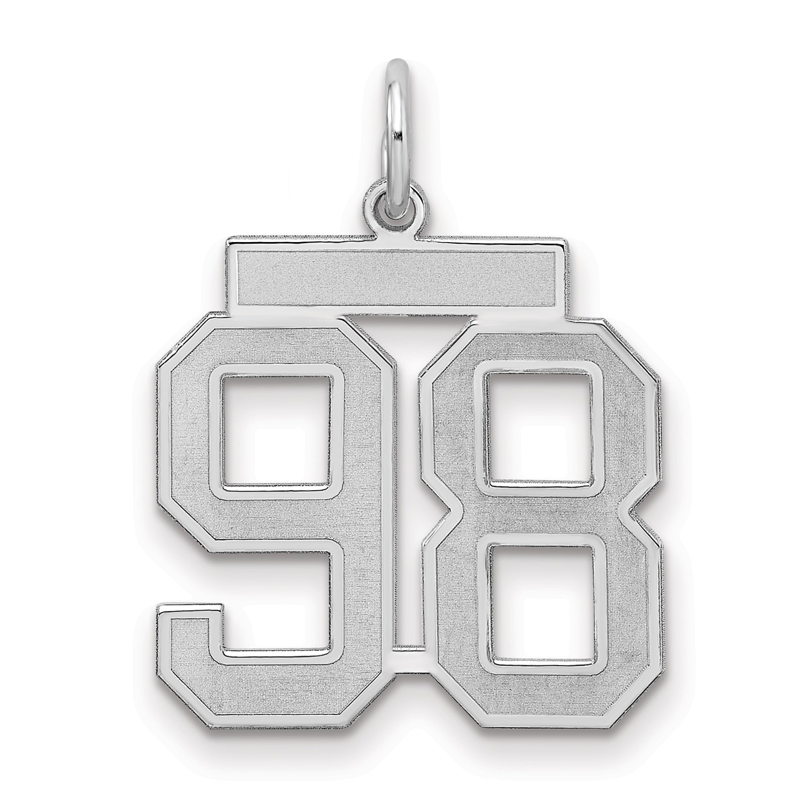 Sterling Silver/Rhodium-plated Satin Number 98 Charm