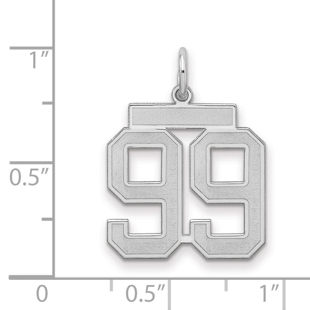 Sterling Silver/Rhodium-plated Satin Number 99 Charm