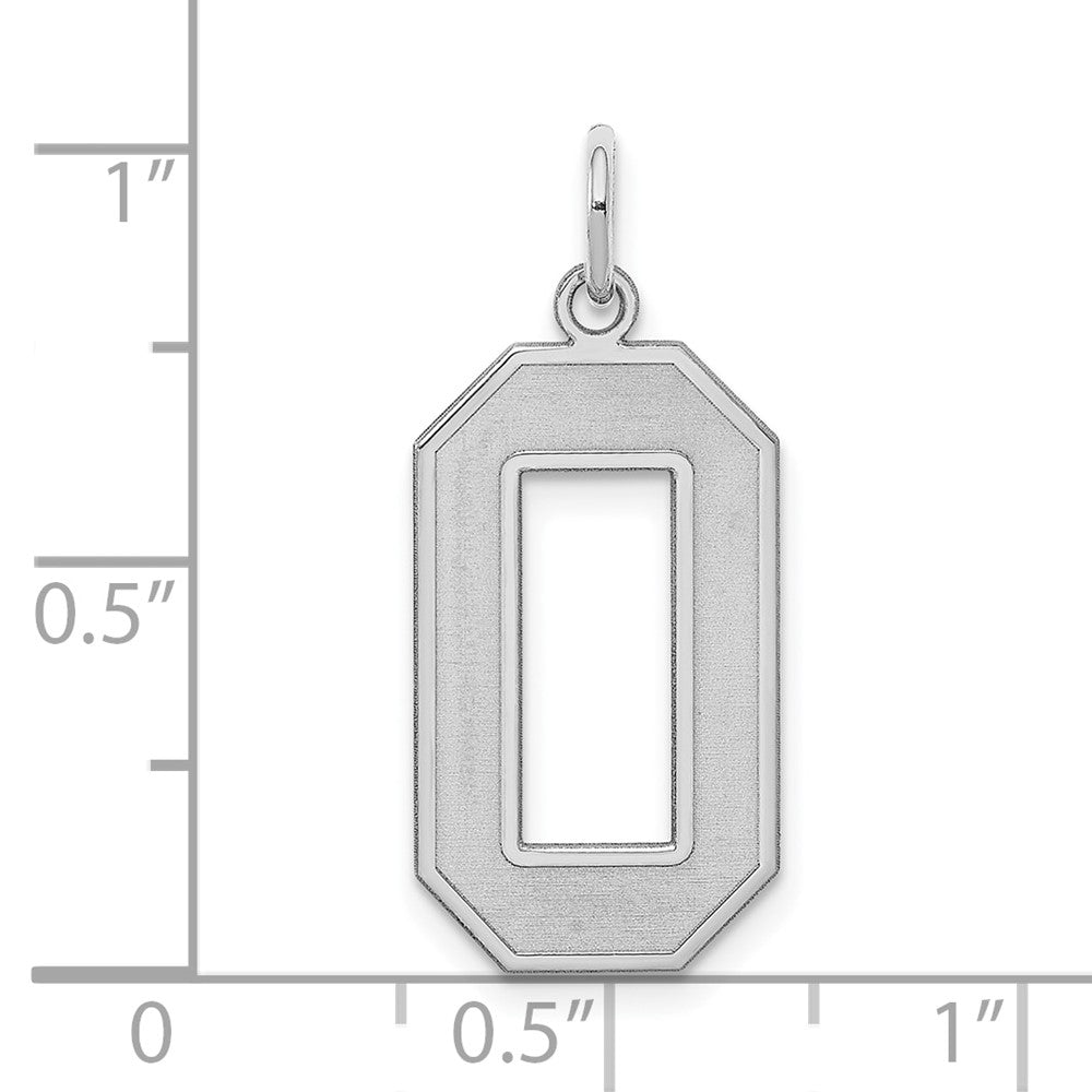 Sterling Silver/Rhodium-plated Satin Number 0 Charm