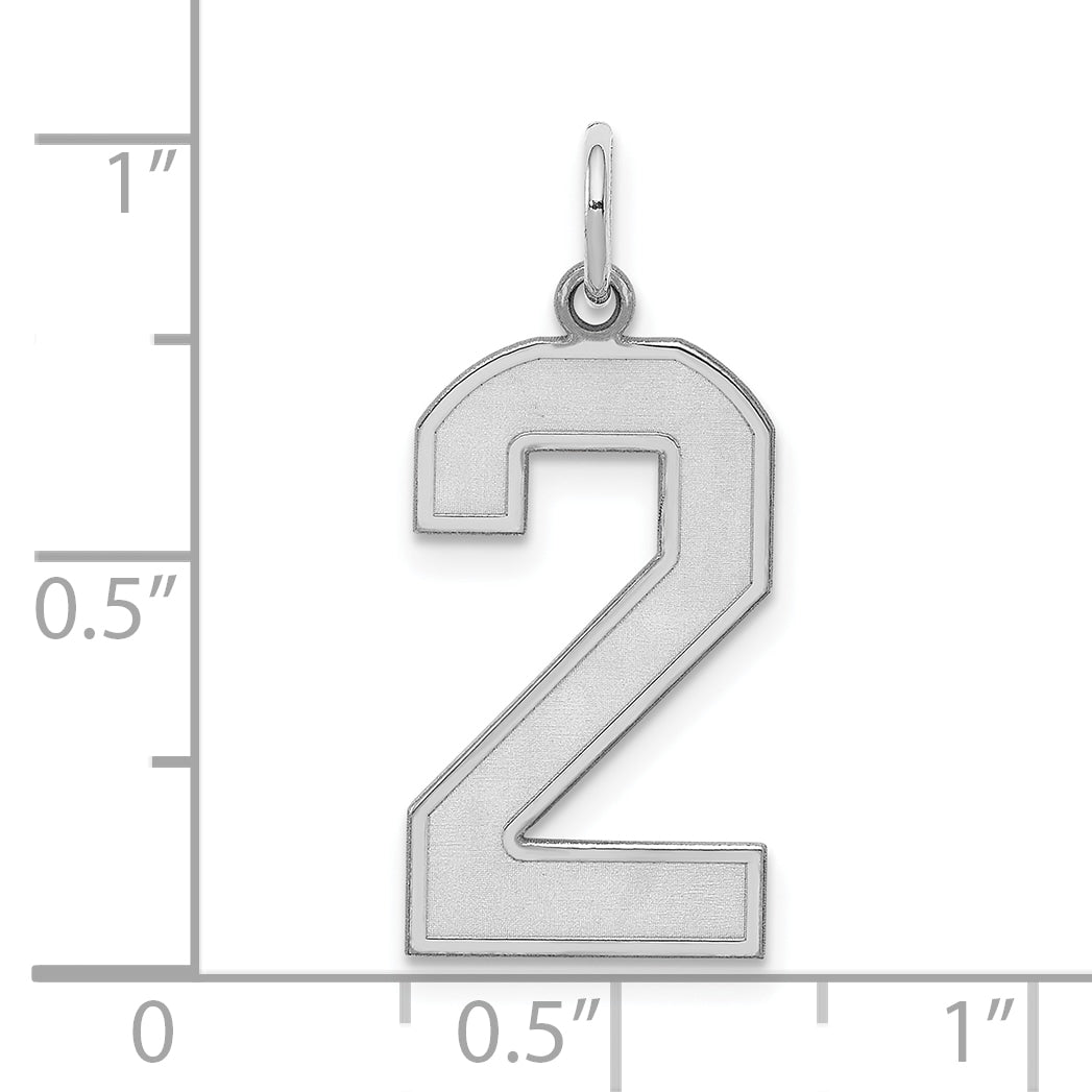 Sterling Silver/Rhodium-plated Satin Number 2 Charm