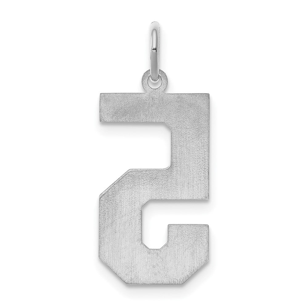 Sterling Silver/Rhodium-plated Satin Number 5 Charm