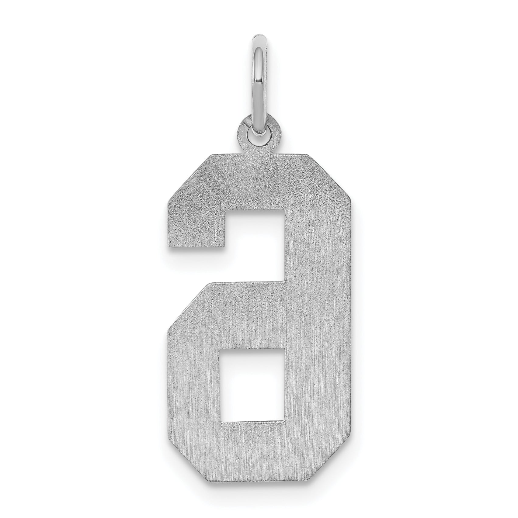 Sterling Silver/Rhodium-plated Satin Number 6 Charm