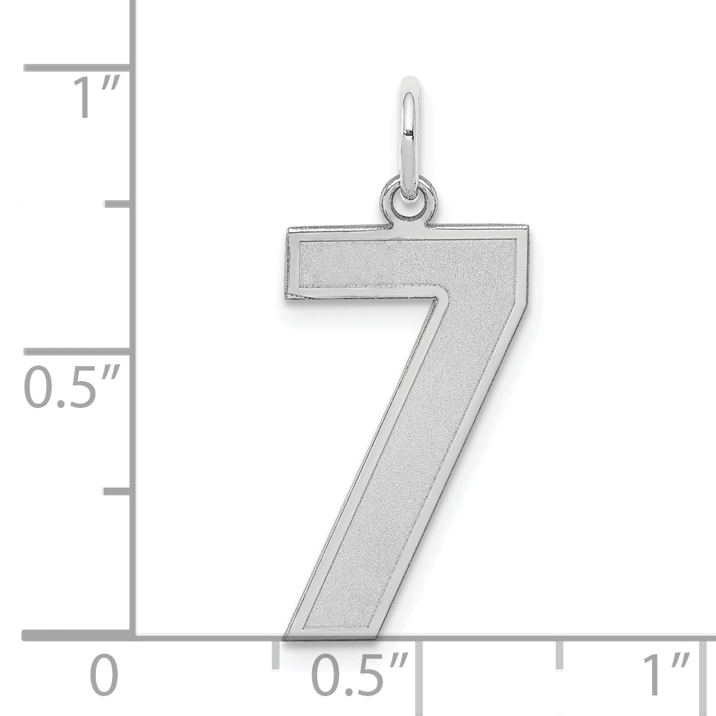 Sterling Silver/Rhodium-plated Satin Number 7 Charm