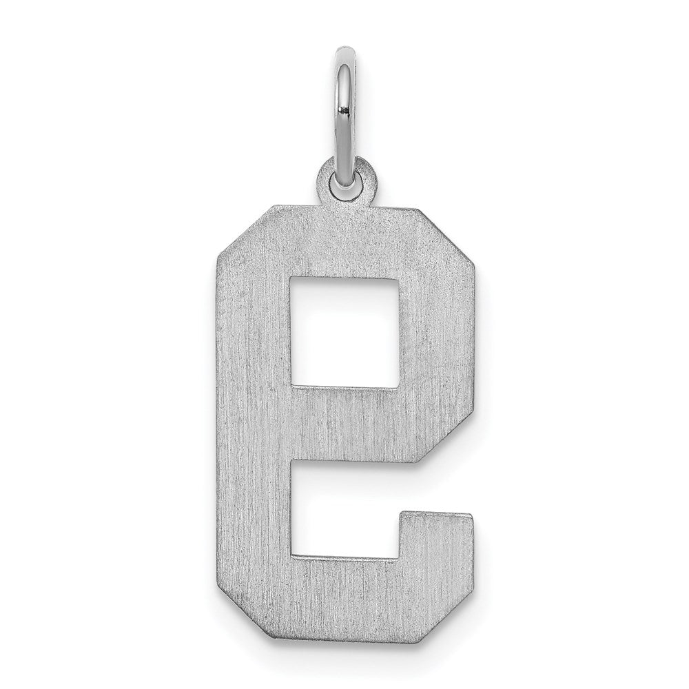 Sterling Silver/Rhodium-plated Satin Number 9 Charm