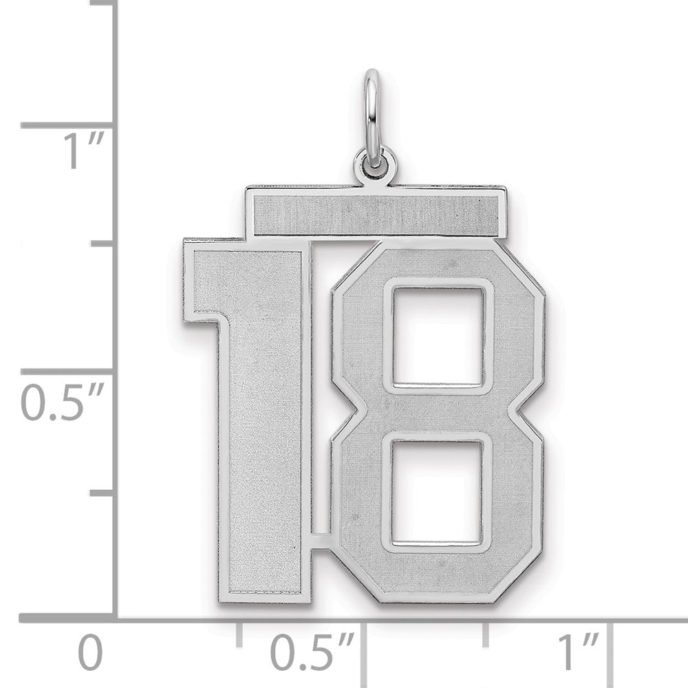 Sterling Silver/Rhodium-plated Satin Number 18 Charm