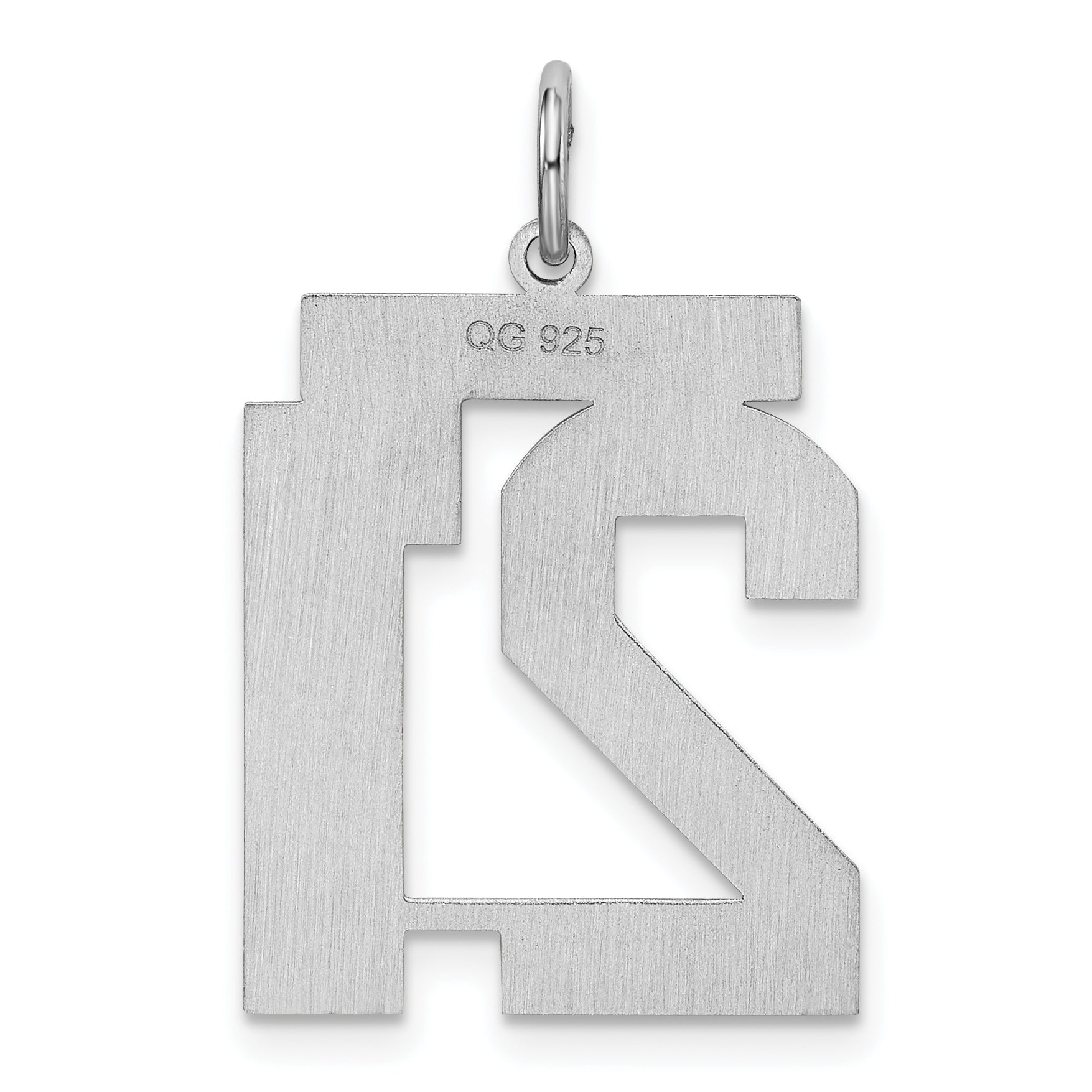 Sterling Silver/Rhodium-plated Satin Number 21 Charm