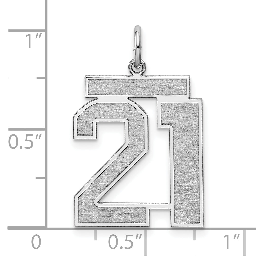 Sterling Silver/Rhodium-plated Satin Number 21 Charm