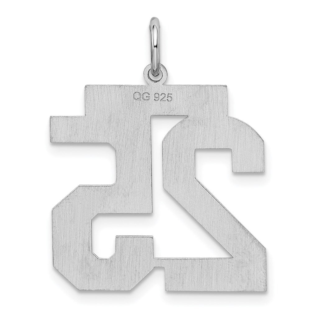 Sterling Silver/Rhodium-plated Satin Number 25 Charm