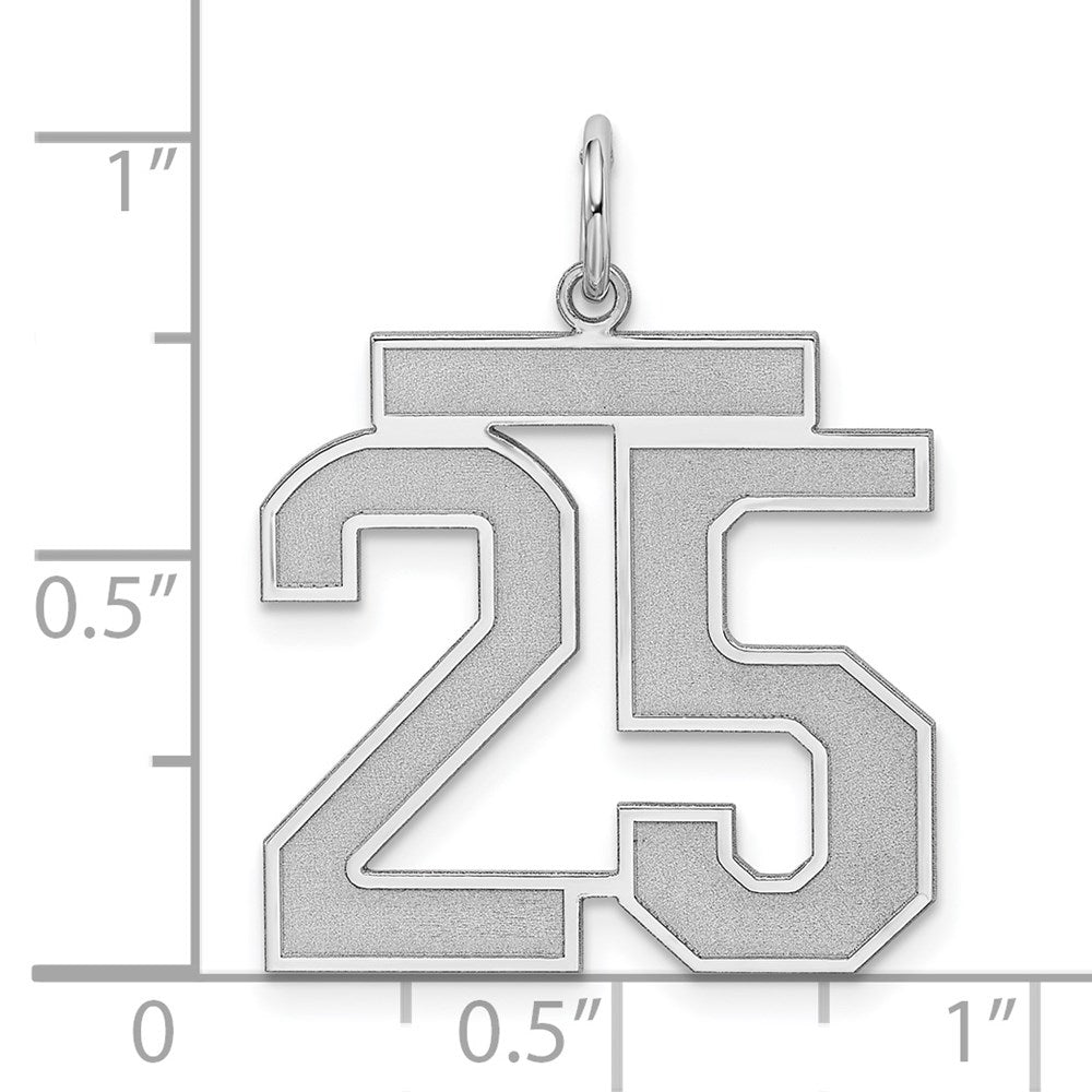 Sterling Silver/Rhodium-plated Satin Number 25 Charm