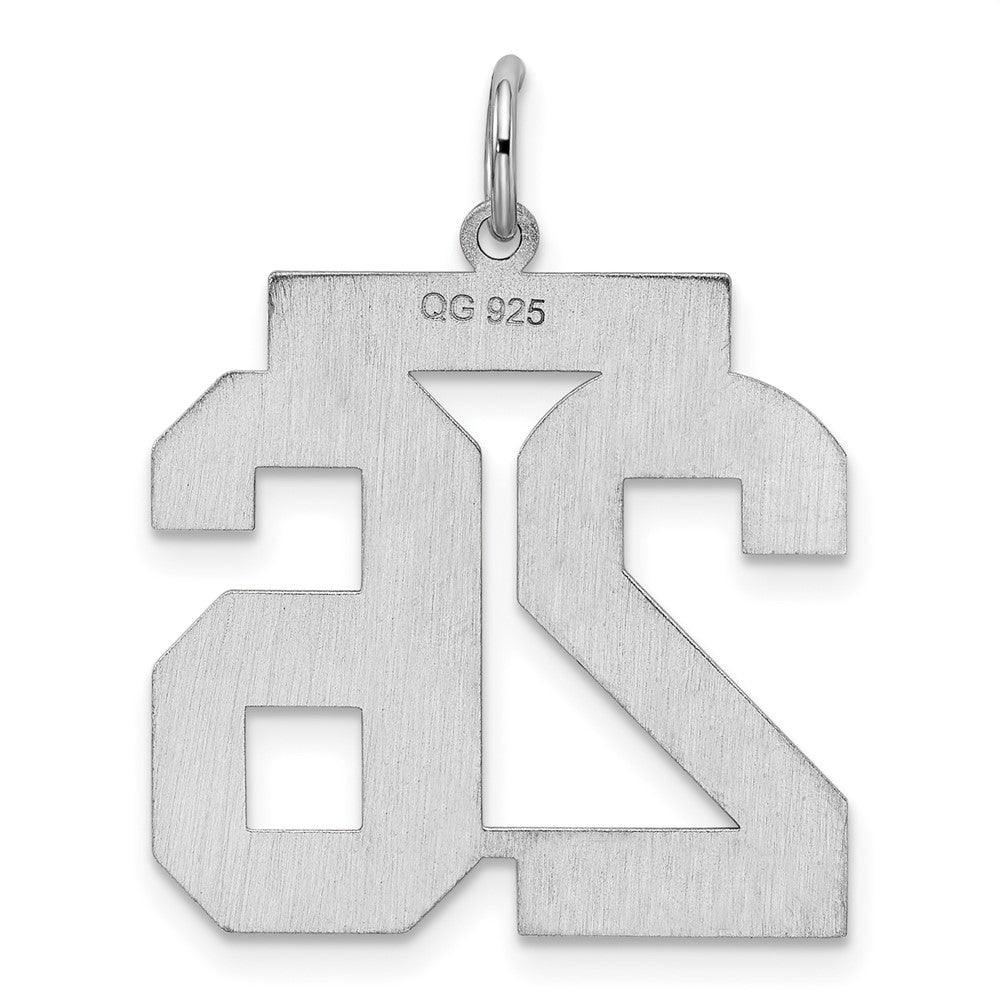 Sterling Silver/Rhodium-plated Satin Number 26 Charm