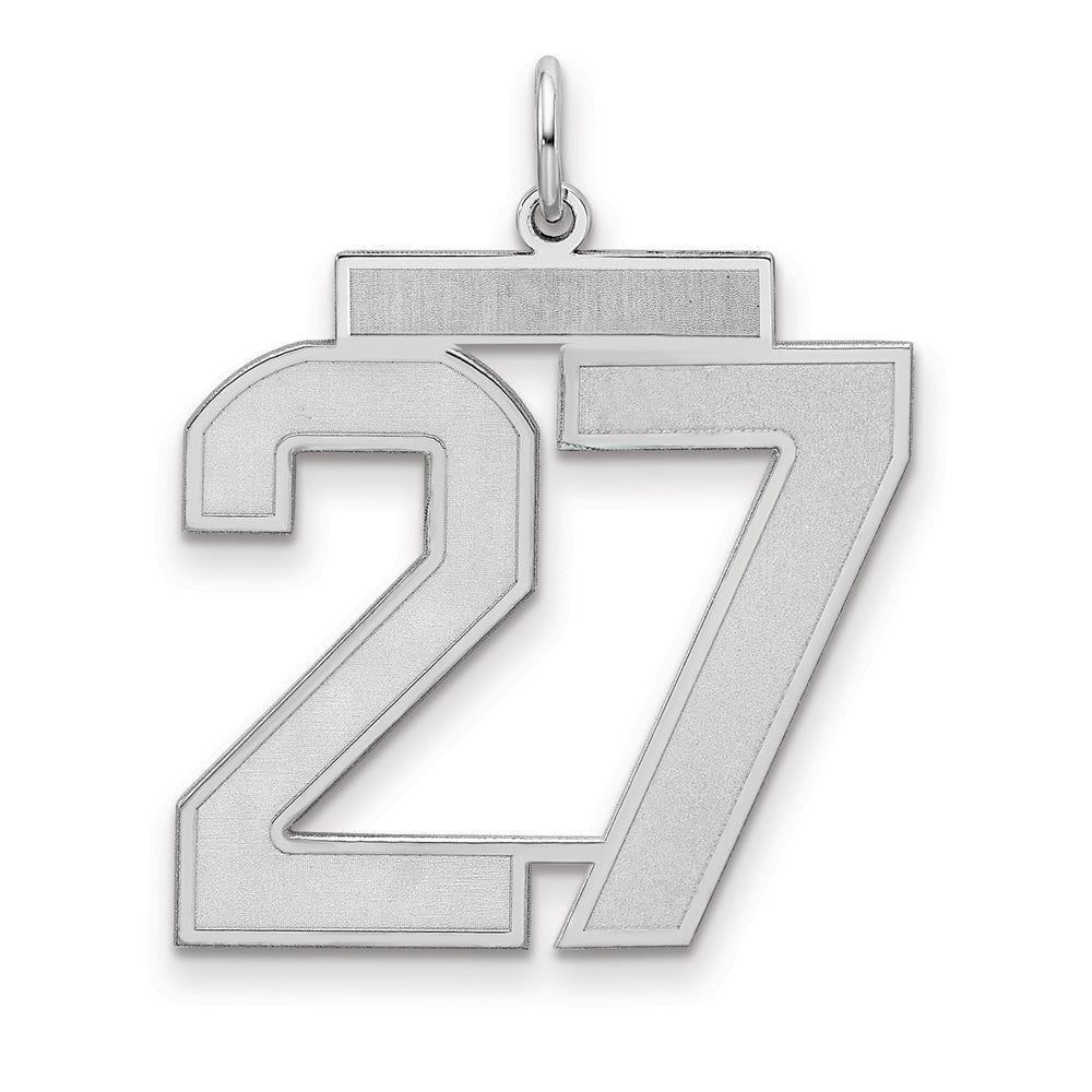 Sterling Silver/Rhodium-plated Satin Number 27 Charm