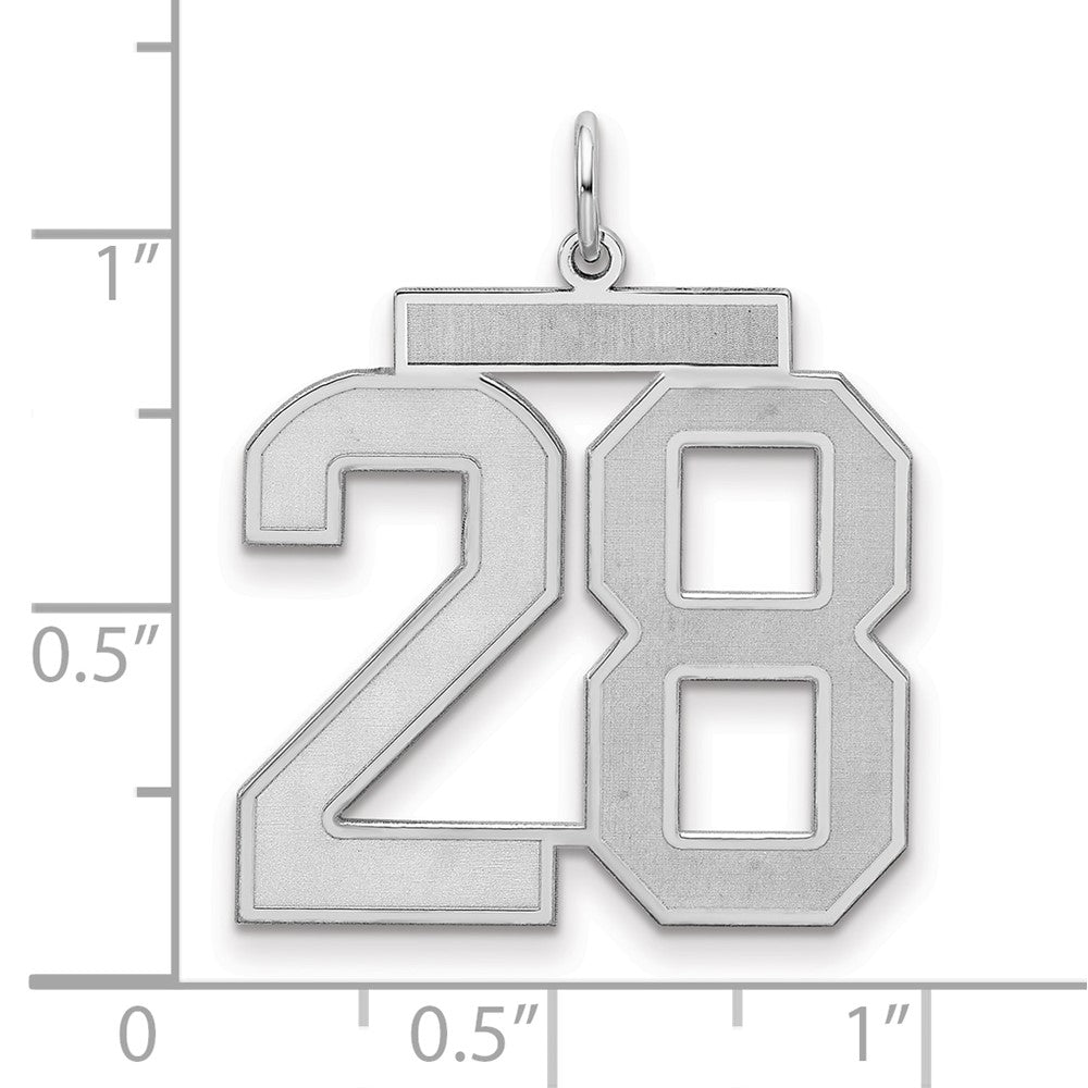Sterling Silver/Rhodium-plated Satin Number 28 Charm