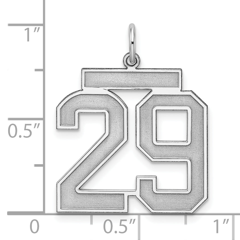 Sterling Silver/Rhodium-plated Satin Number 29 Charm