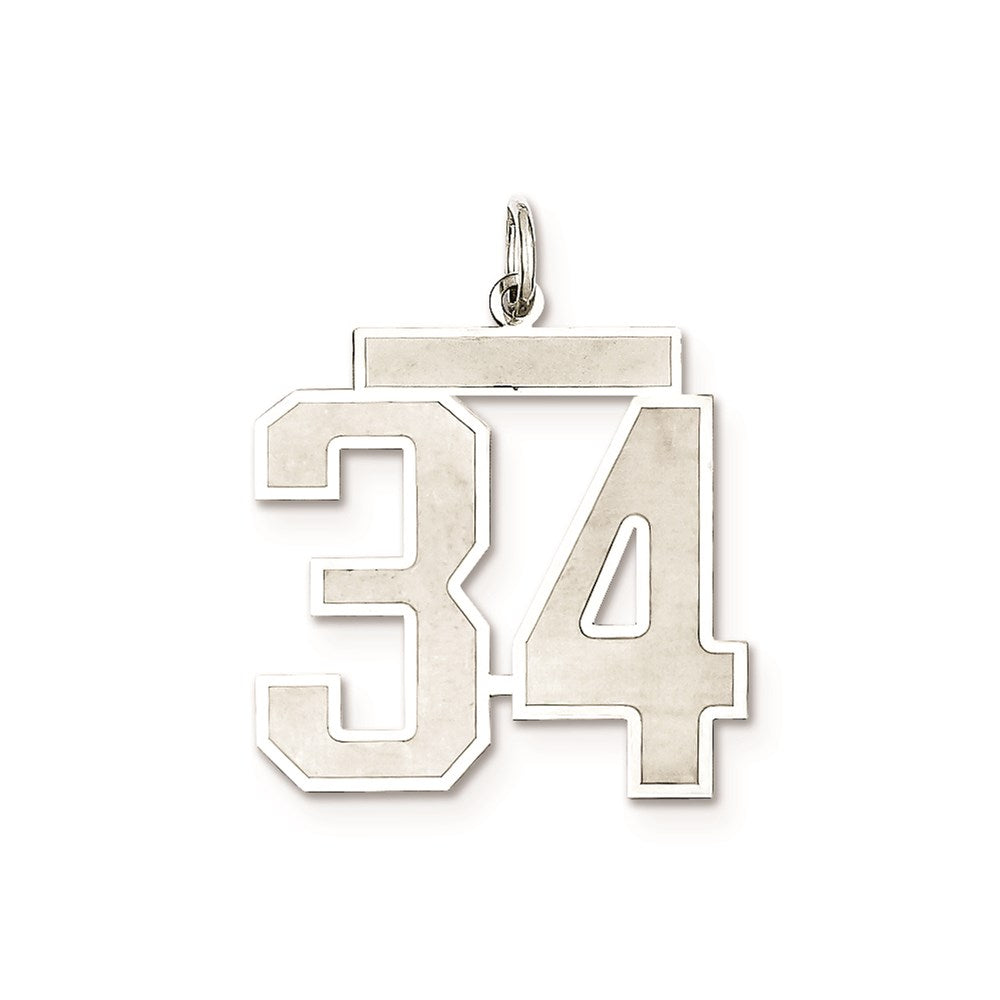 Sterling Silver/Rhodium-plated Satin Number 34 Charm