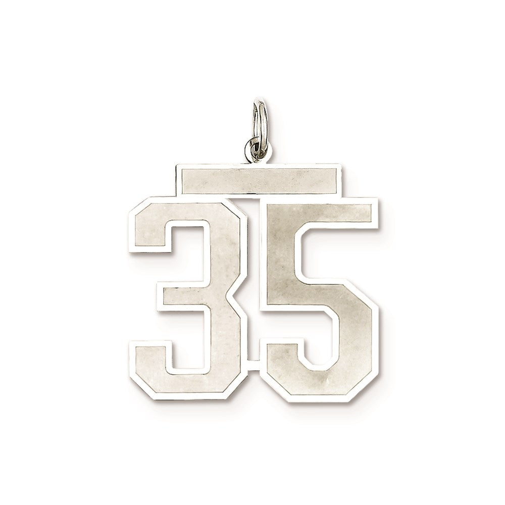 Sterling Silver/Rhodium-plated Satin Number 35 Charm