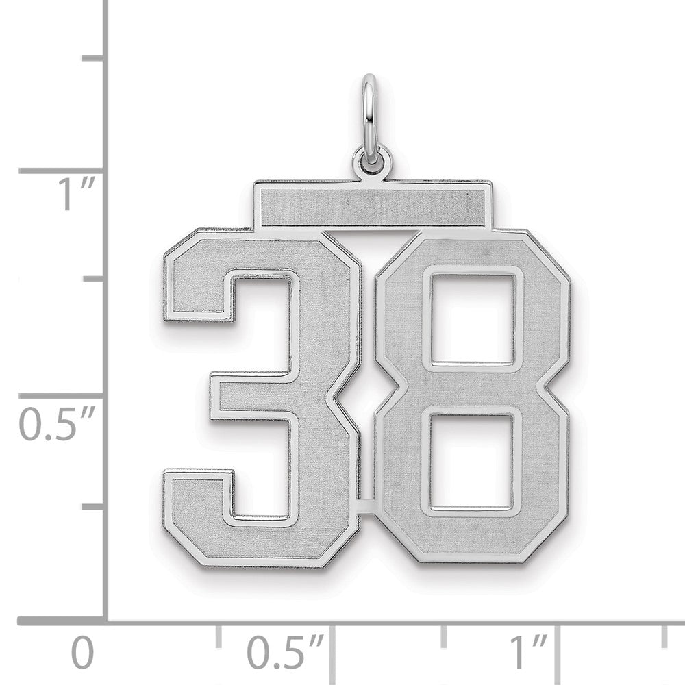 Sterling Silver/Rhodium-plated Satin Number 38 Charm