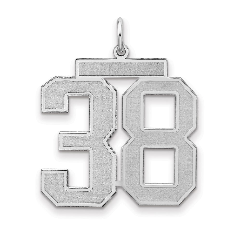 Sterling Silver/Rhodium-plated Satin Number 38 Charm