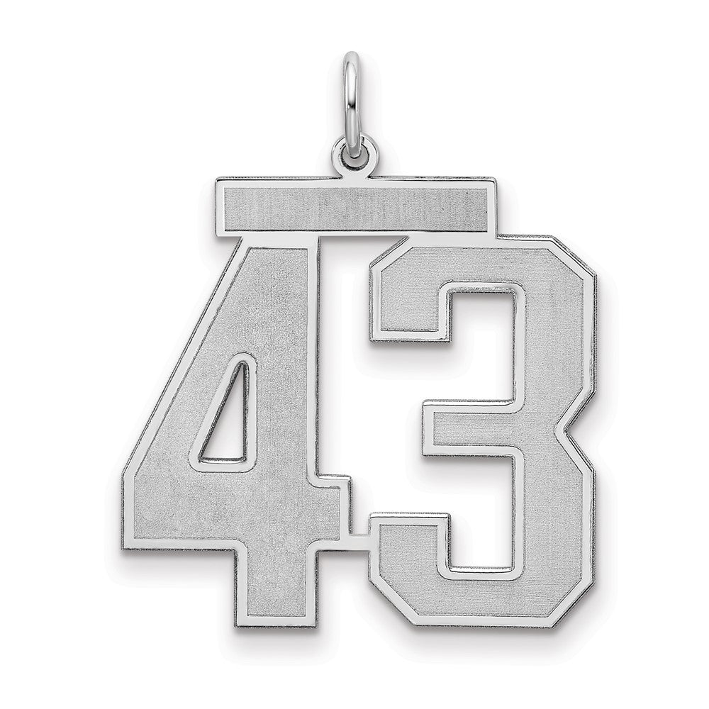 Sterling Silver/Rhodium-plated Satin Number 43 Charm
