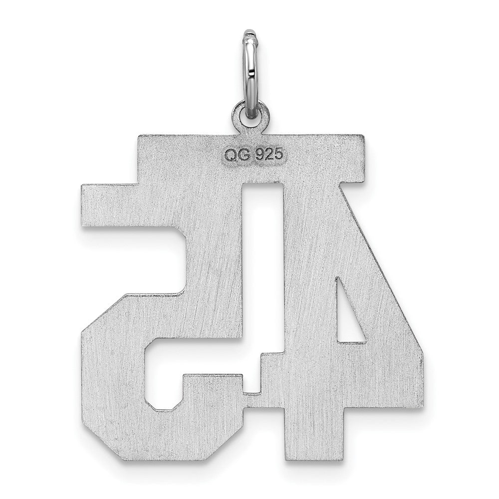 Sterling Silver/Rhodium-plated Satin Number 45 Charm