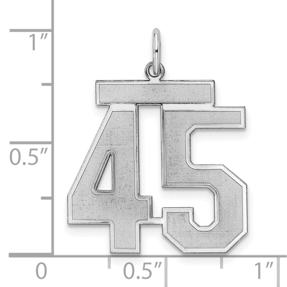Sterling Silver/Rhodium-plated Satin Number 45 Charm