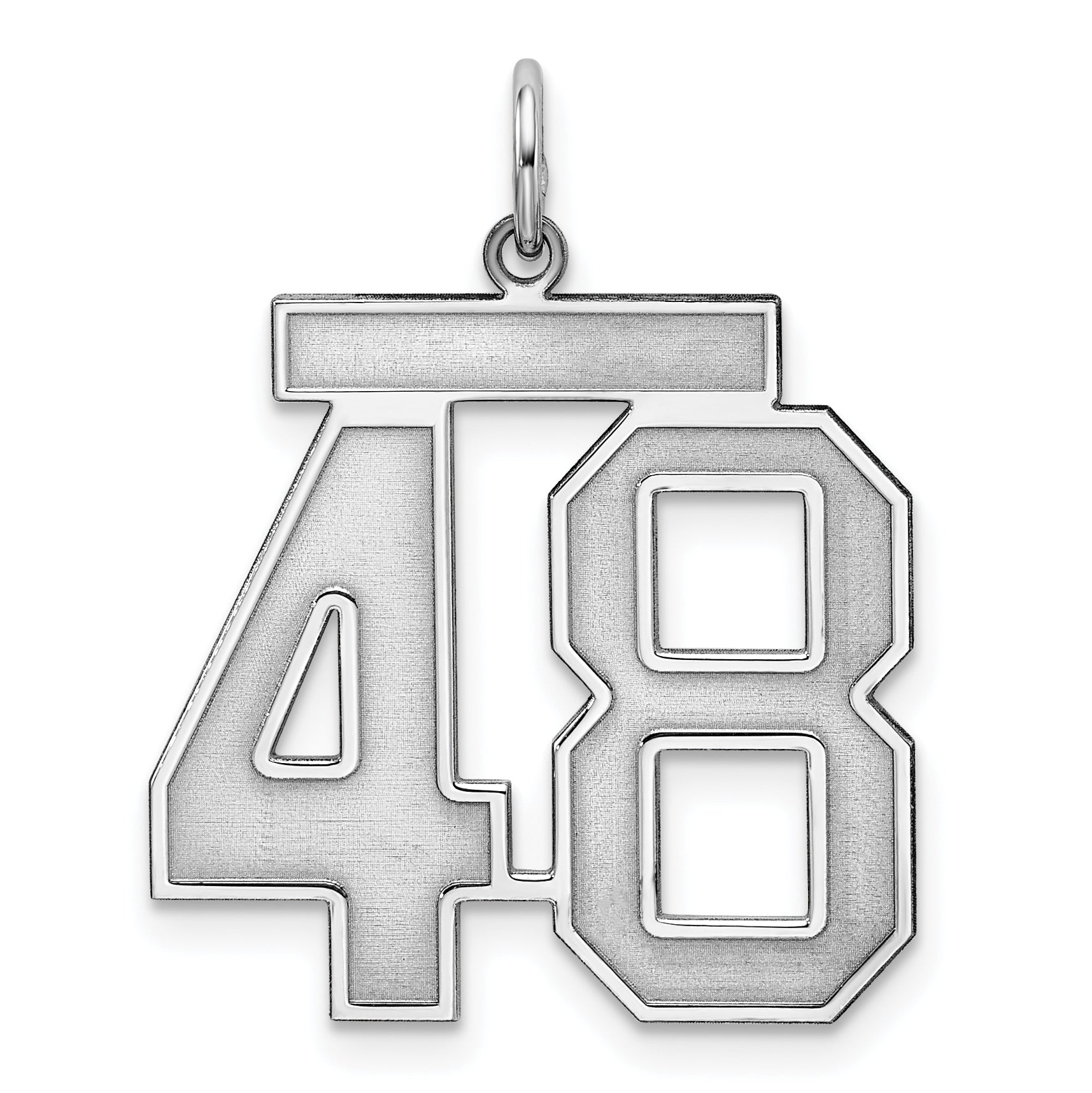 Sterling Silver/Rhodium-plated Satin Number 48 Charm