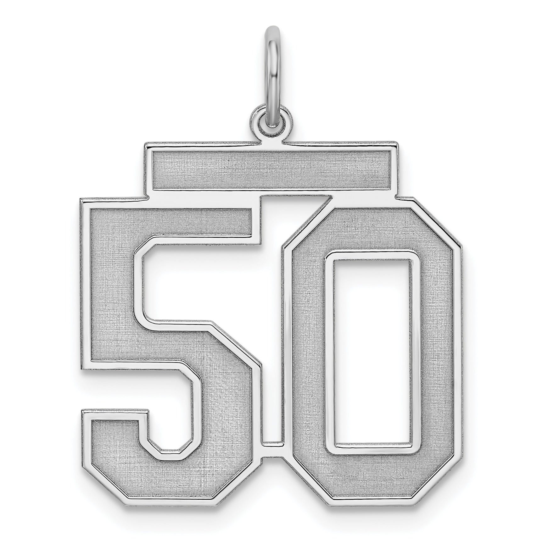Sterling Silver/Rhodium-plated Satin Number 50 Charm