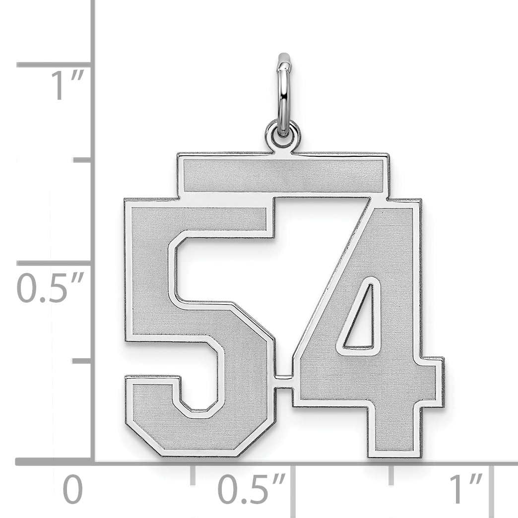 Sterling Silver/Rhodium-plated Satin Number 54 Charm