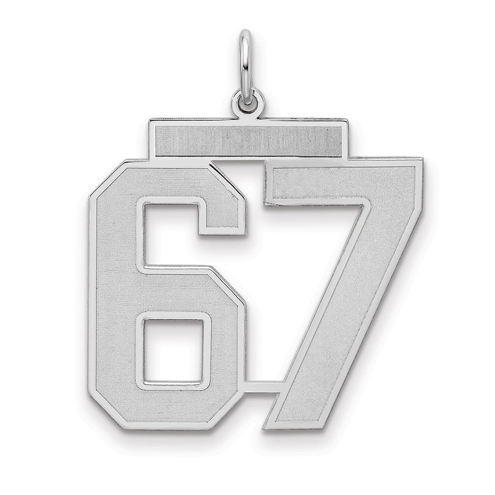 Sterling Silver/Rhodium-plated Satin Number 67 Charm
