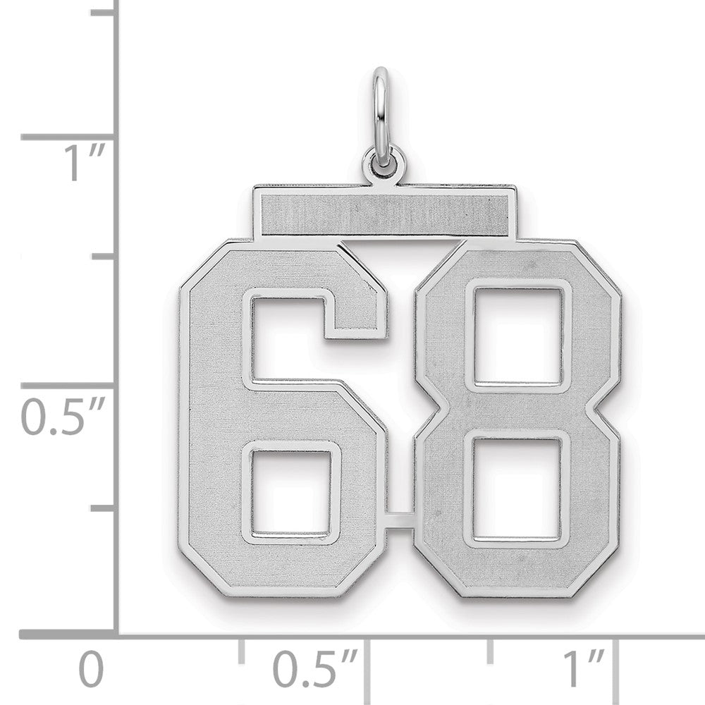 Sterling Silver/Rhodium-plated Satin Number 68 Charm