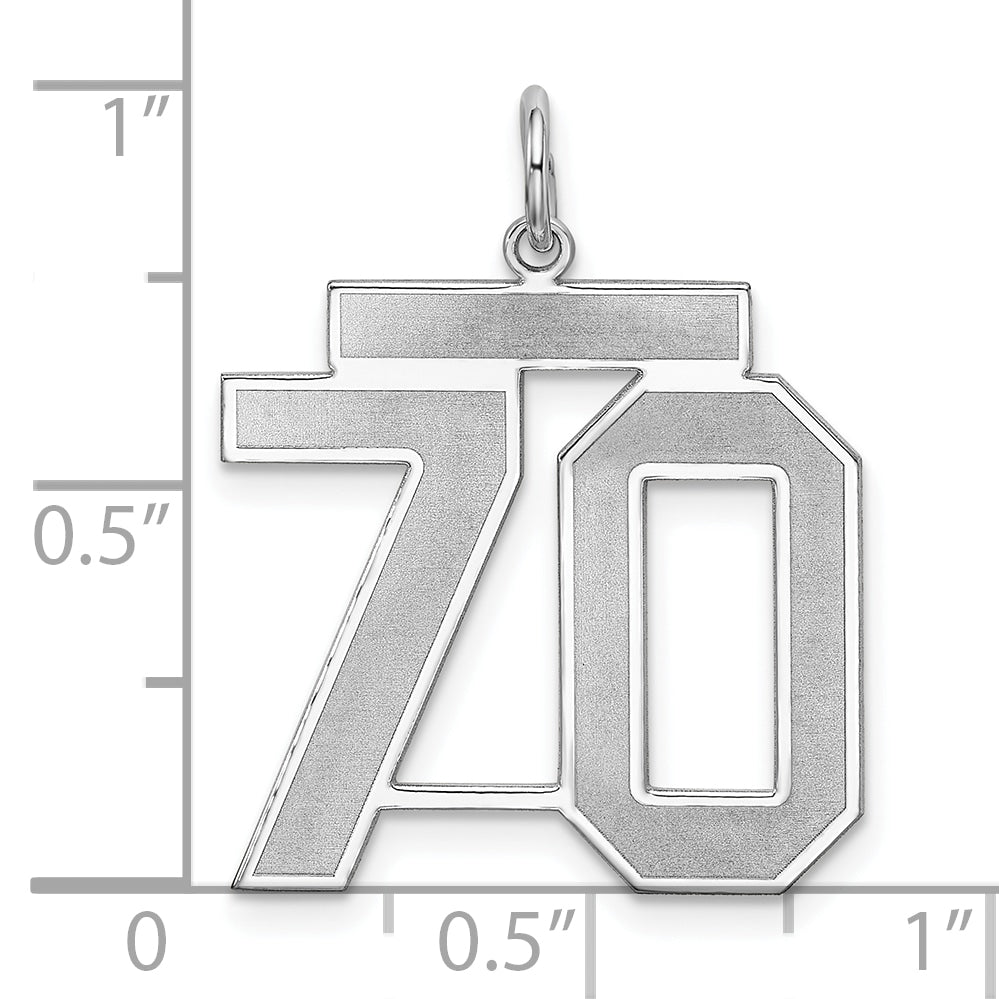 Sterling Silver/Rhodium-plated Satin Number 70 Charm