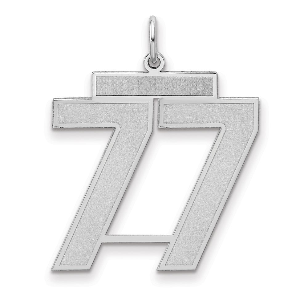 Sterling Silver/Rhodium-plated Satin Number 77 Charm