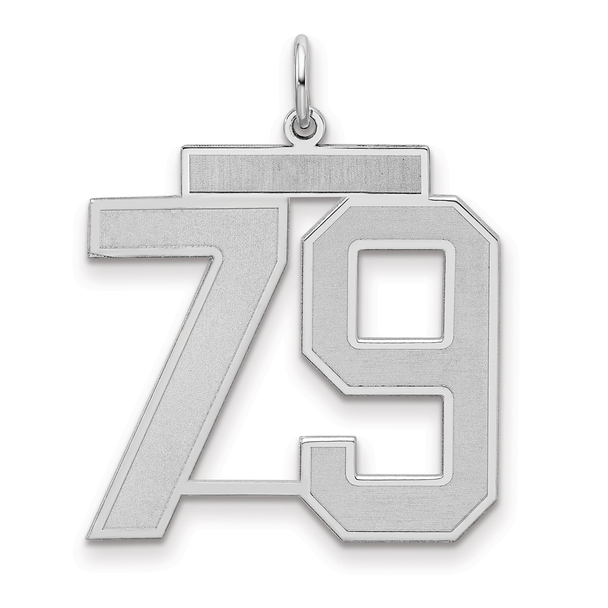 Sterling Silver/Rhodium-plated Satin Number 79 Charm