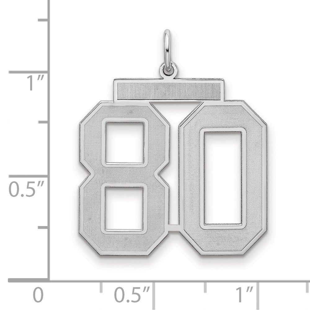 Sterling Silver/Rhodium-plated Satin Number 80 Charm
